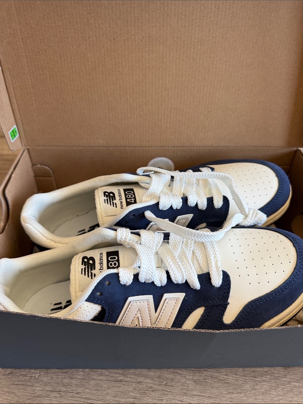 New Balance White and Navy Casual Low-Top Sneakers